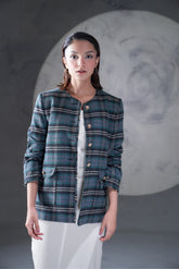 Check woolen blazer