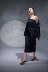 Tube top pencil skirt set black