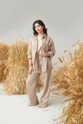 2 Piece Co-ord Set (Khaki and White)