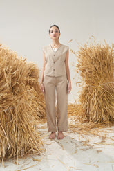 2 Piece Waistcoat Set (Khaki)