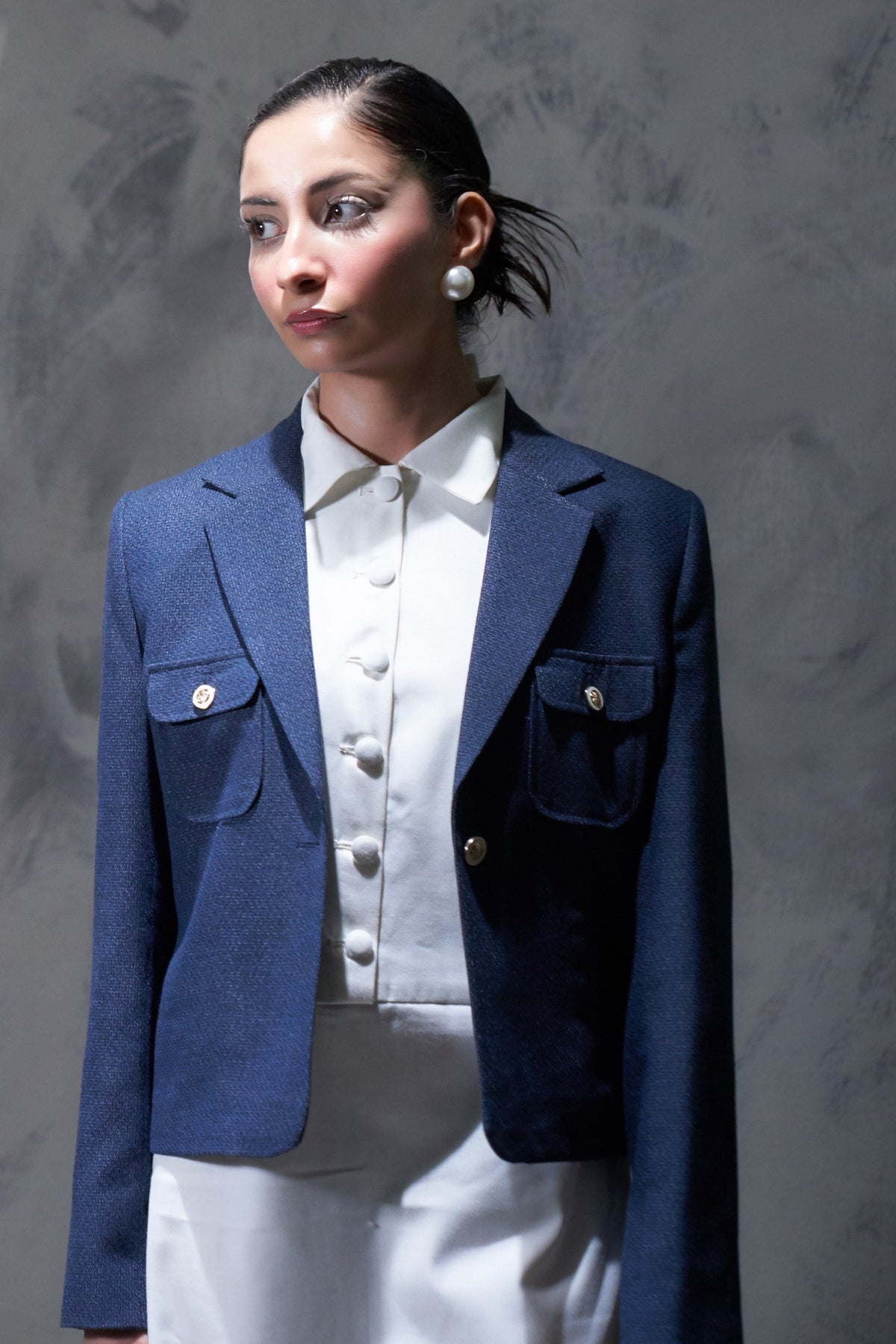 Navy cropped blazer