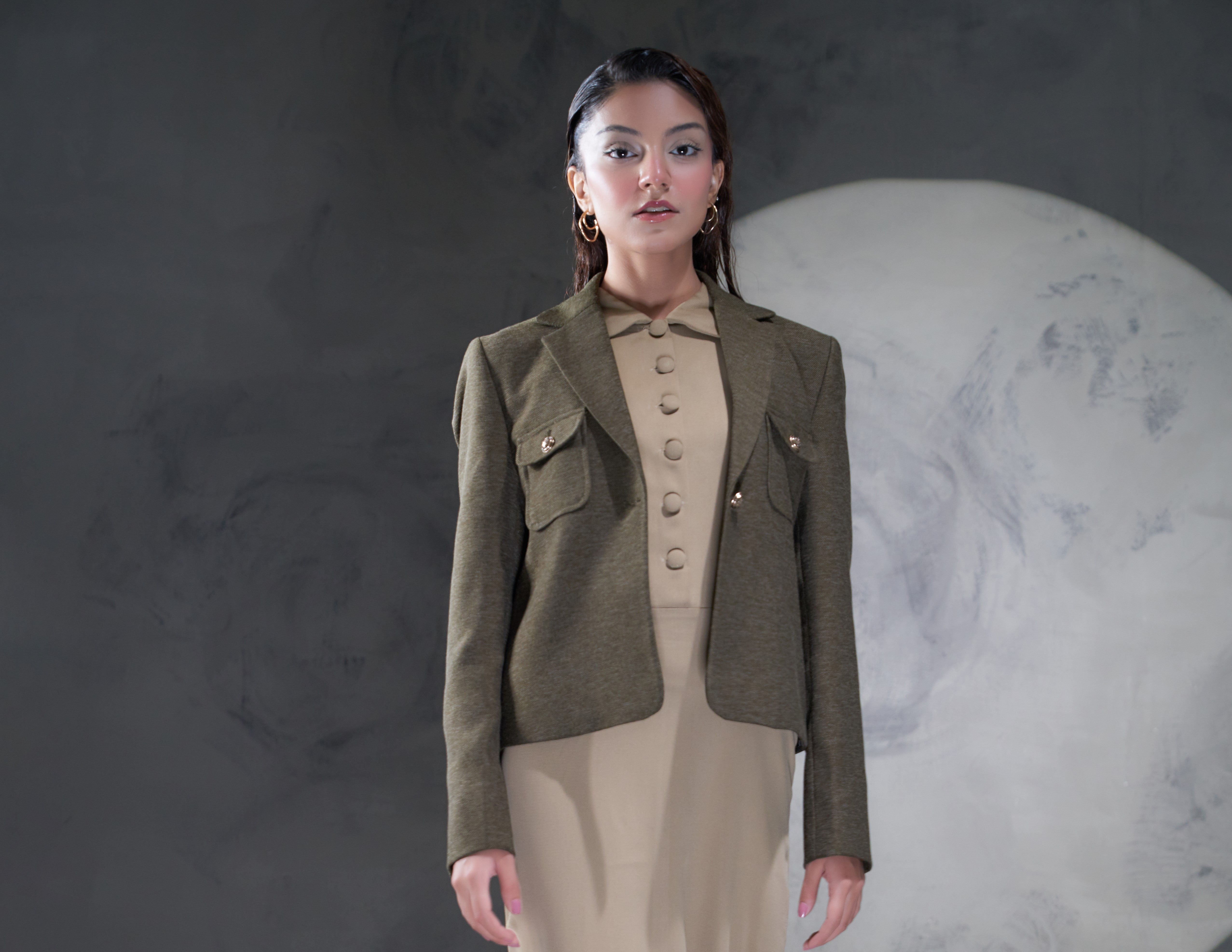 Olive crop blazer