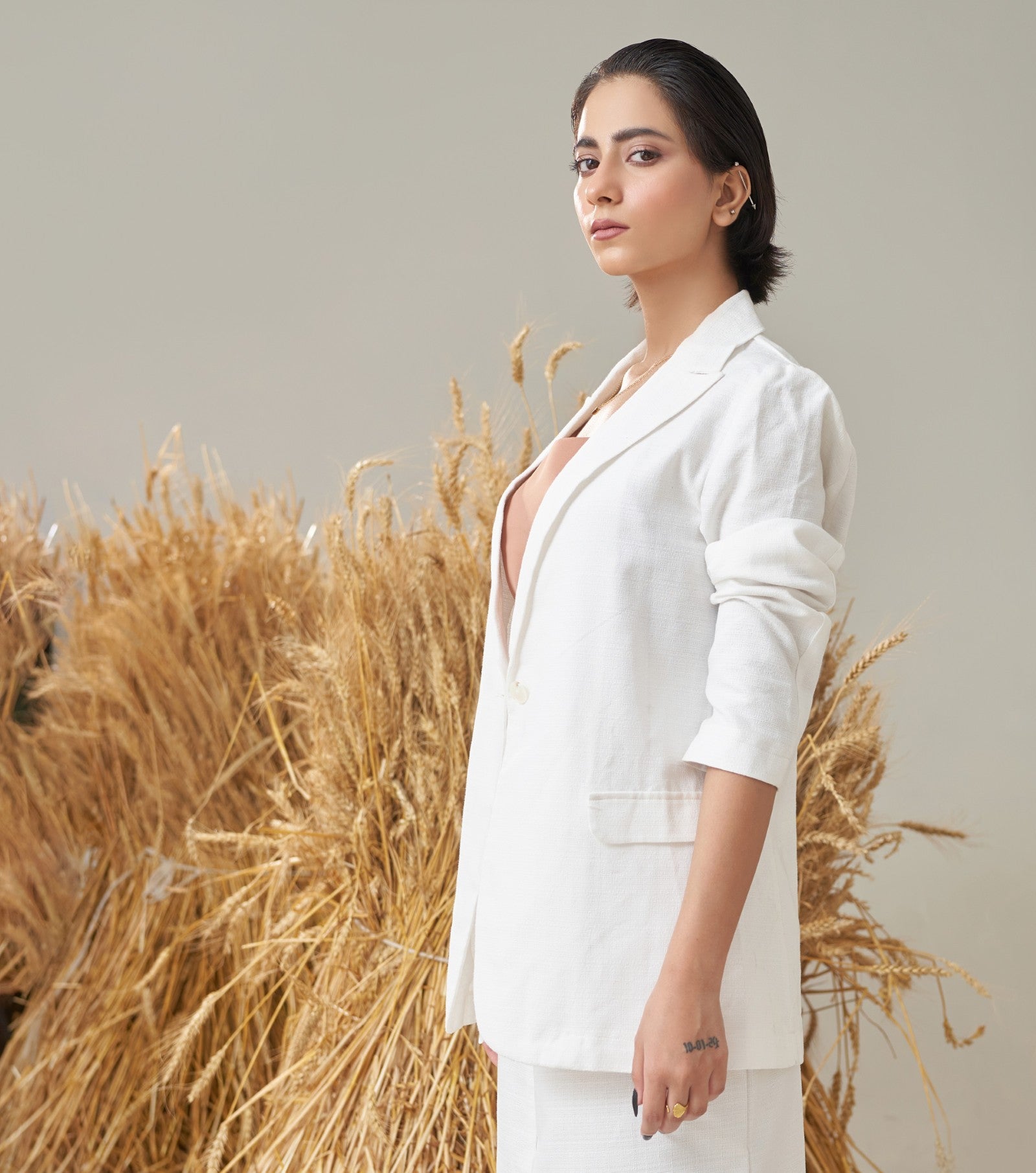 Light Blazer (White and Khaki)