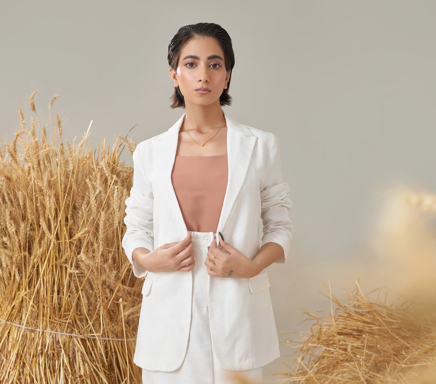 Light Blazer (White and Khaki)
