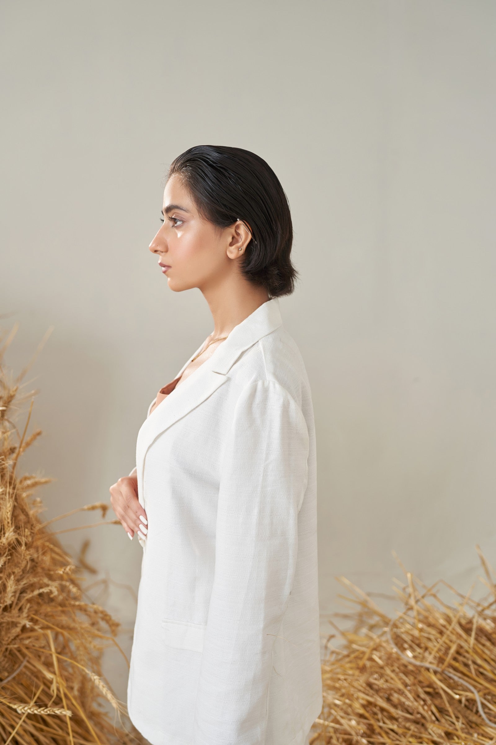 Light Blazer (White and Khaki)