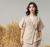 Embellished Kimono Top (Khaki)