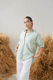 Collared Shirt (White & Mint)