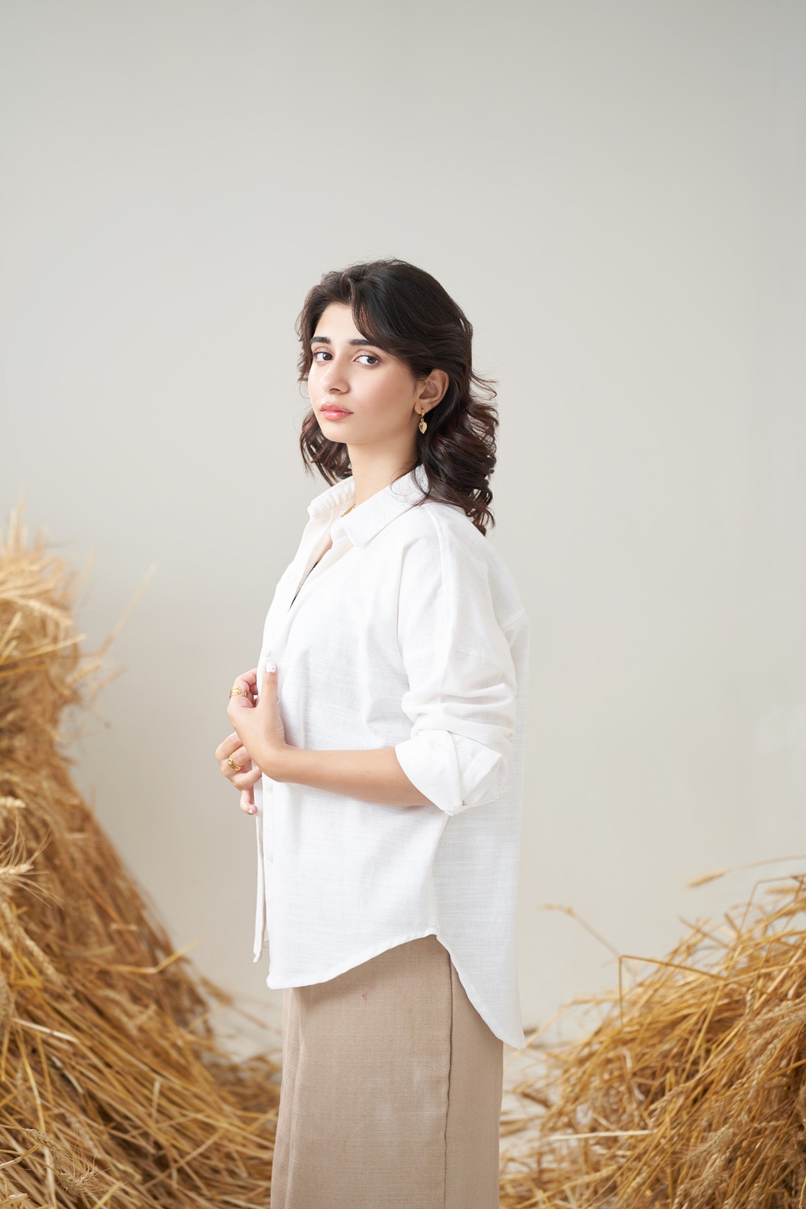 Collared Shirt (White & Mint)